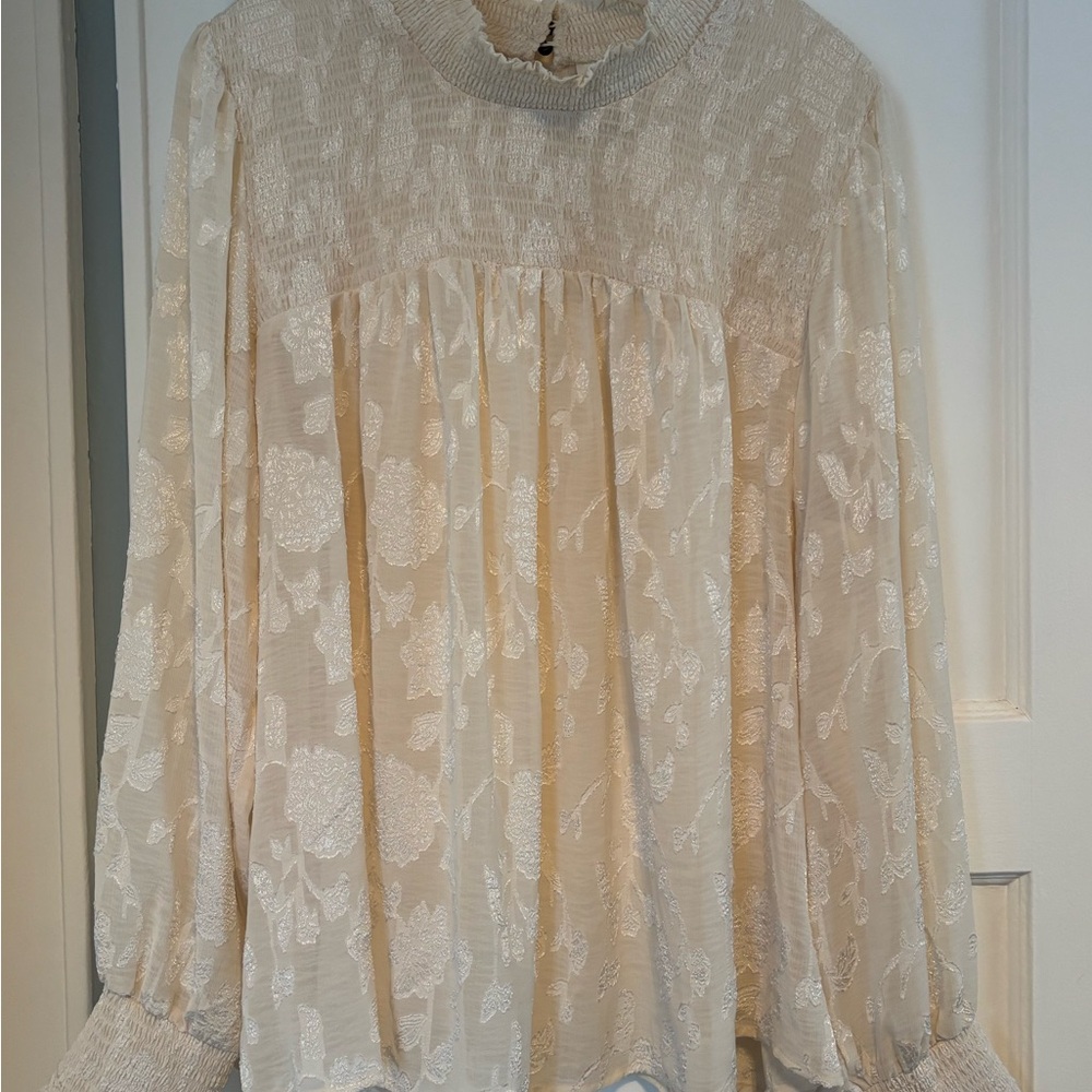 Knox Rose Cream Textured Women's Blouse